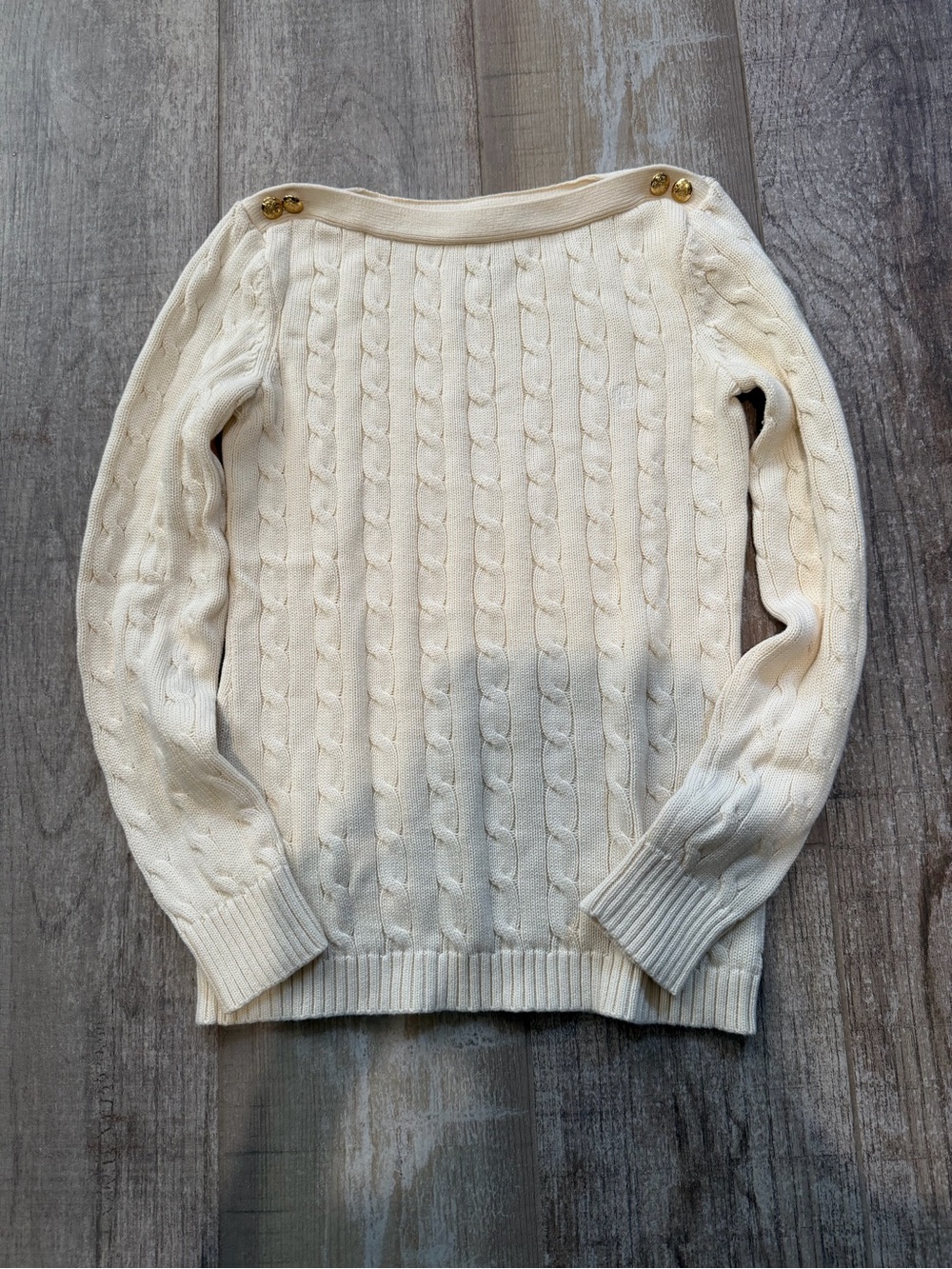 Lauren Ralph Lauren Cream Sweater with Gold Buttons